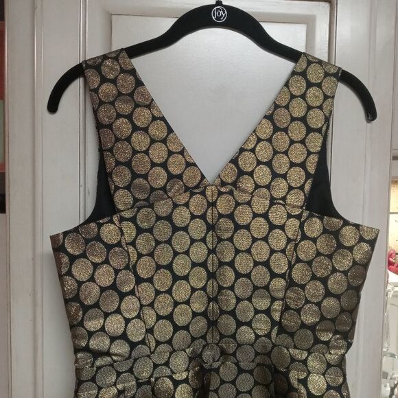J.Crew Factory Sz. 2 New Metallic Dot Jacquard V-neck Dress Party Holiday - Picture 10 of 11